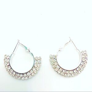 Earrings Crystal Open Loop . Pierced